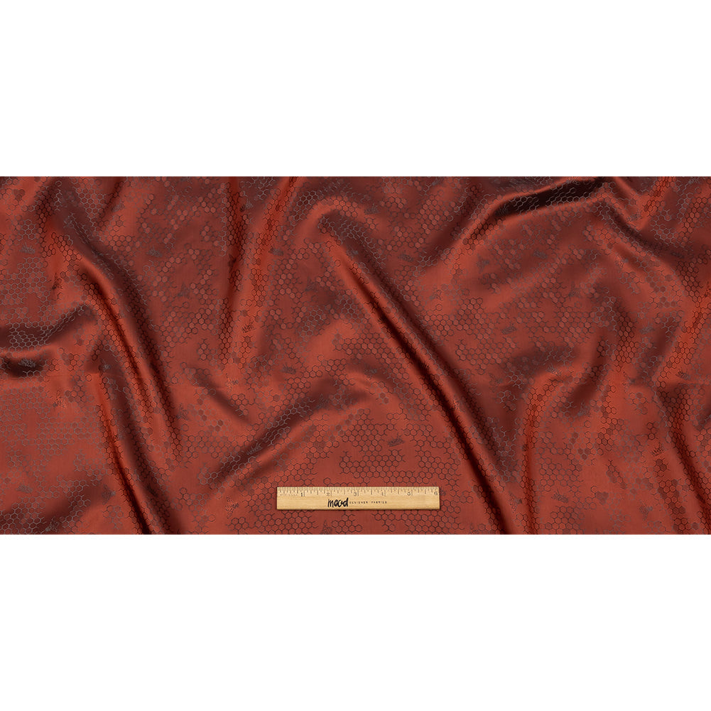 Burnt Orange Tonal Bee Hive Jacquard Lining