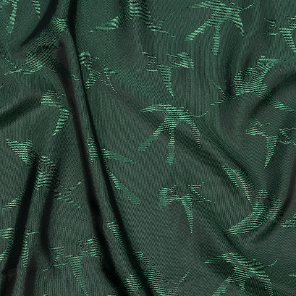 Hummingbirds Jacquard Lining - Hunter Green Tonal