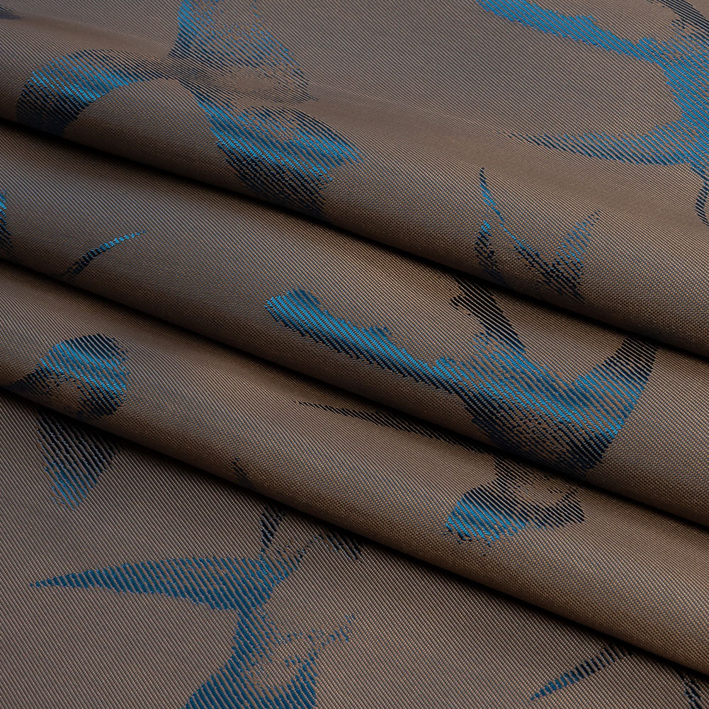 Hummingbirds Jacquard Lining - Blue and Beige Bi-Color