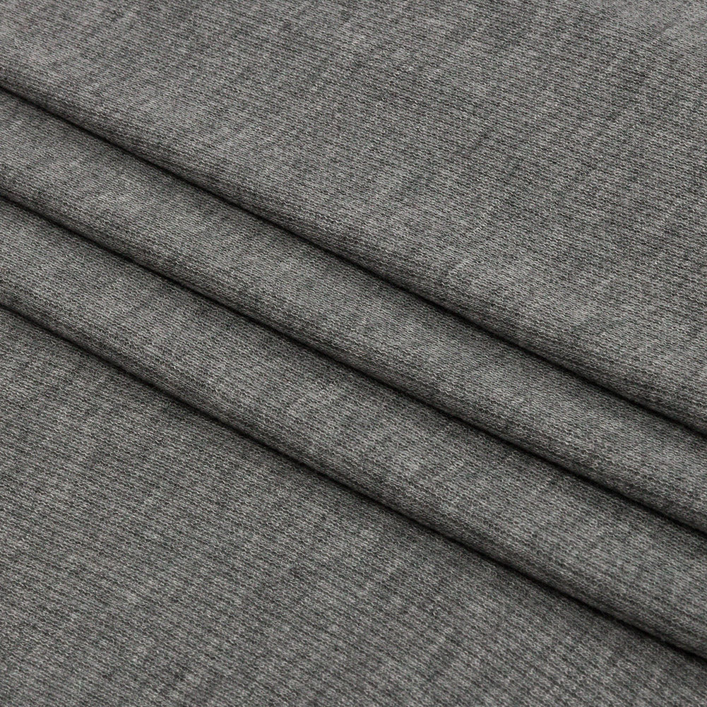 Heathered Gray Stretch Rayon 2x2 Rib Knit