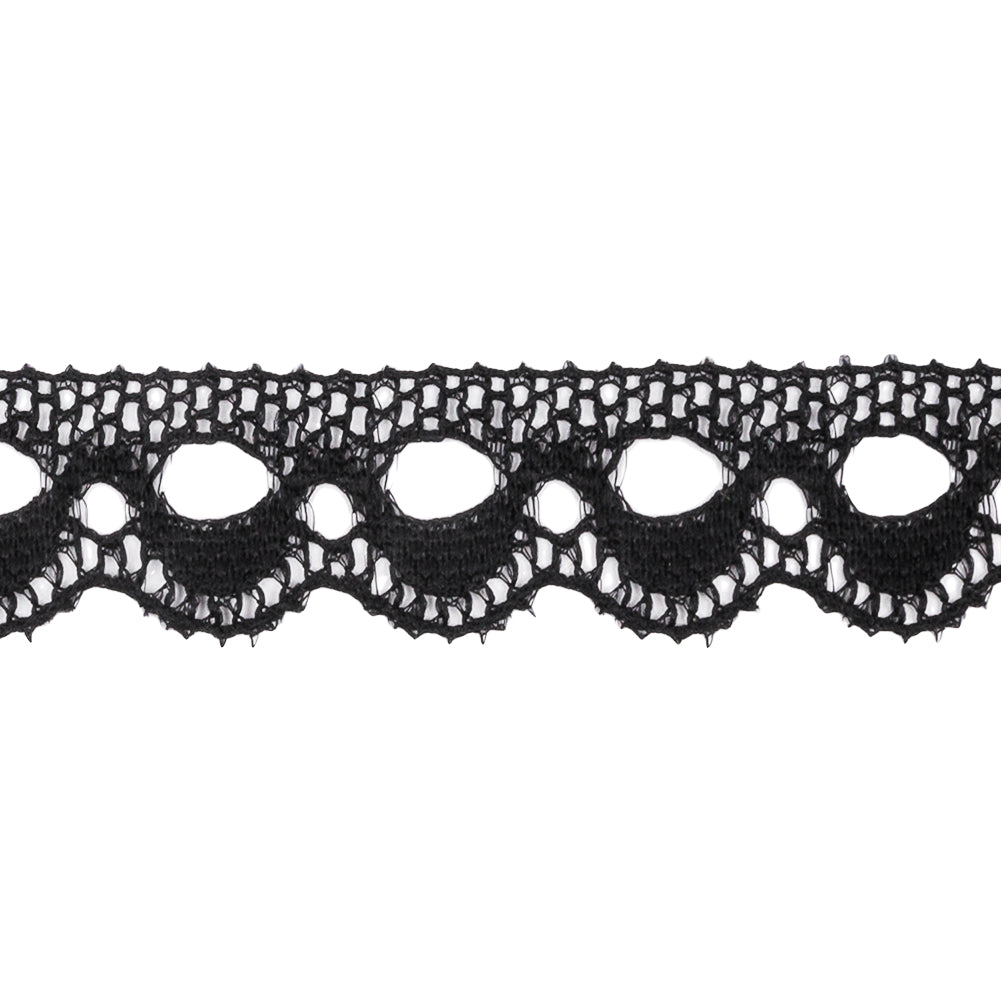 Black Scalloped Raschel Lace Trim - 0.75"