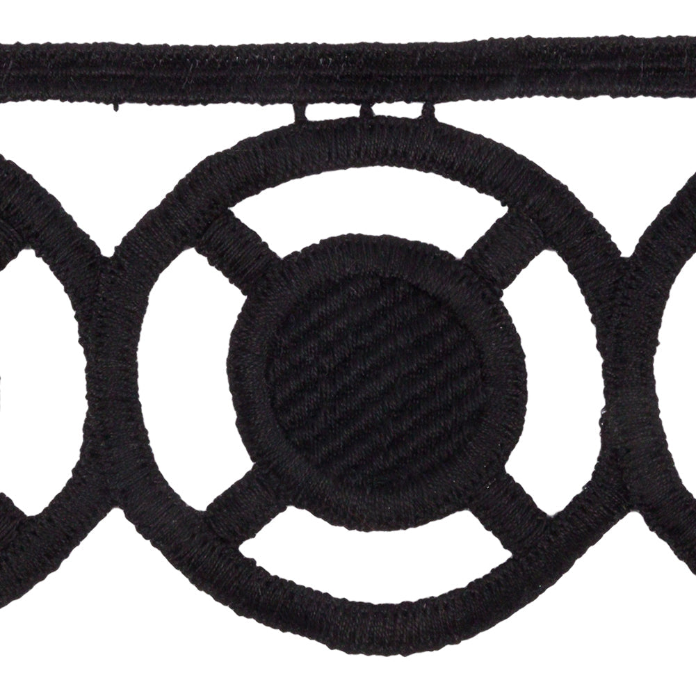 Black Big Circles Venise Lace Trim - 2.5"