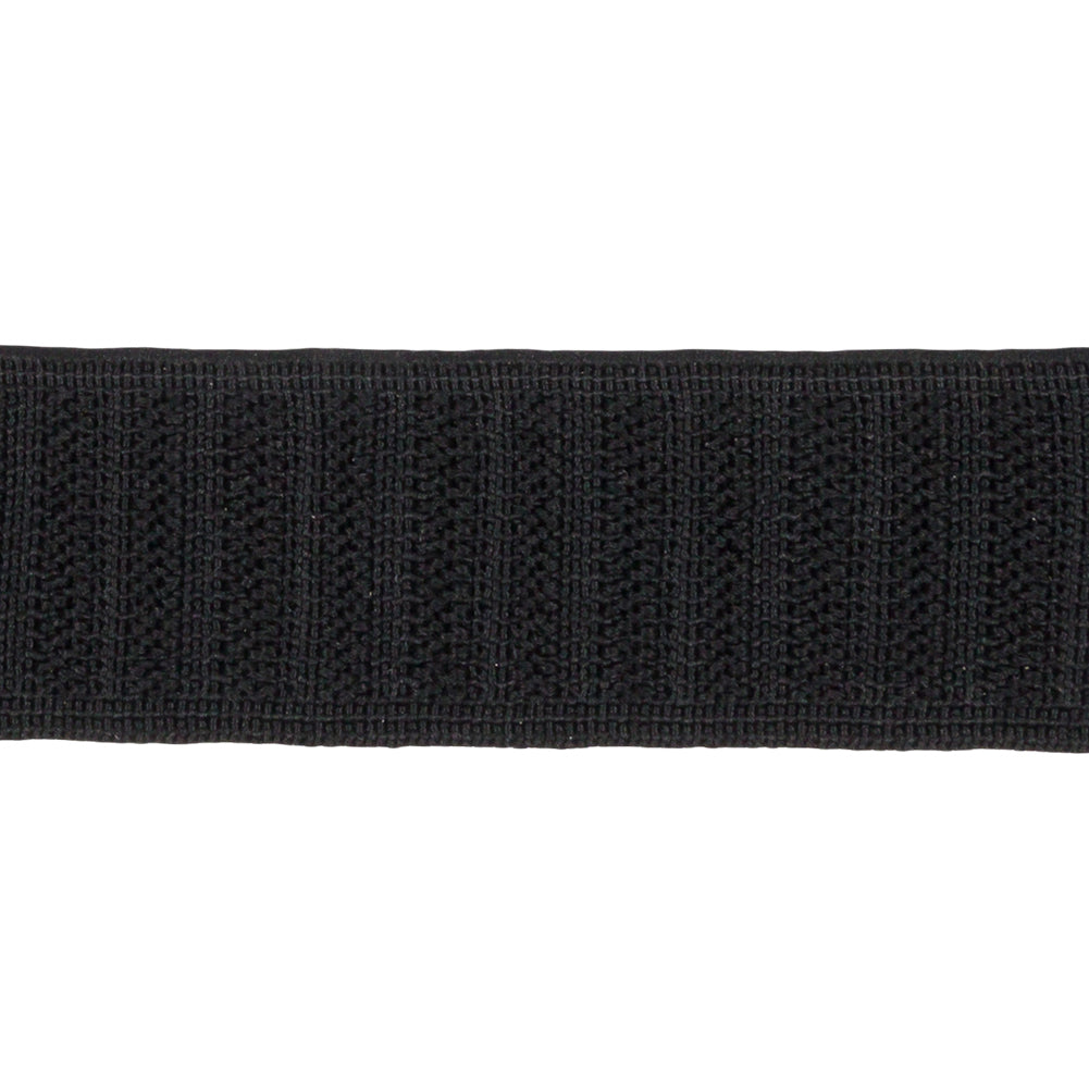 Black Ribbed Elastic Trim - 1"