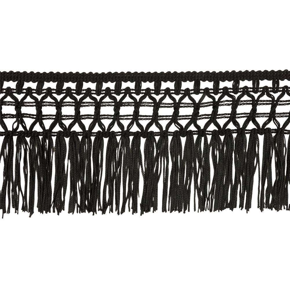 Black Lace Top Chainette Fringe - 4"
