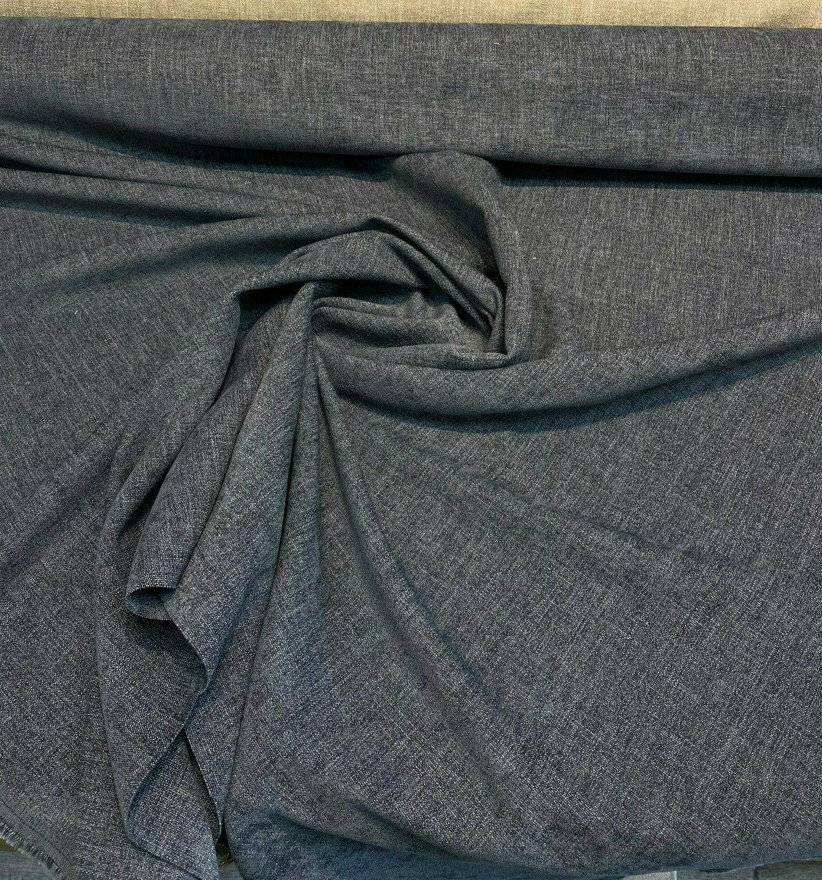 Mitchelle Charcoal Soft Chenille Upholstery Fabric - Charcoal Heather Effect, 54" Width (1 Yard)