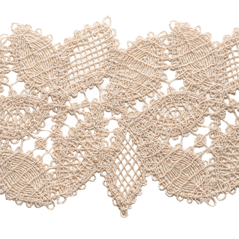Beige Luminous Leaves Lace Trim - 2.75"