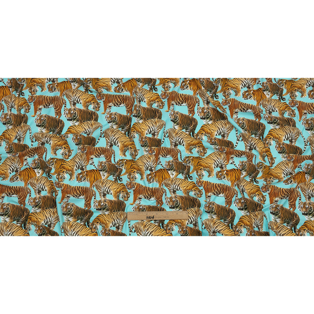 Sky Blue and Orange Tigers Stretch Nylon Jersey