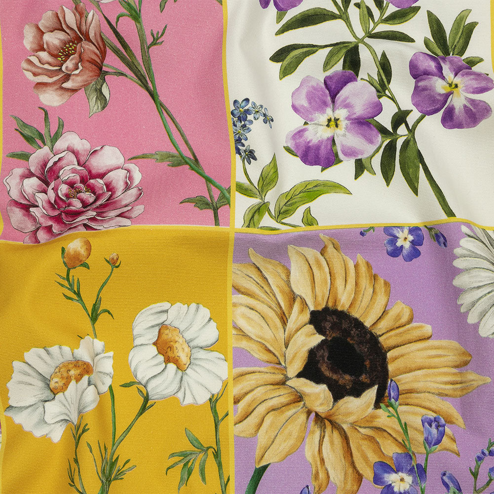 Stretch Cotton Canvas Print - Multicolor Floral Patchwork - Mood Exclusive Midsummer Festive