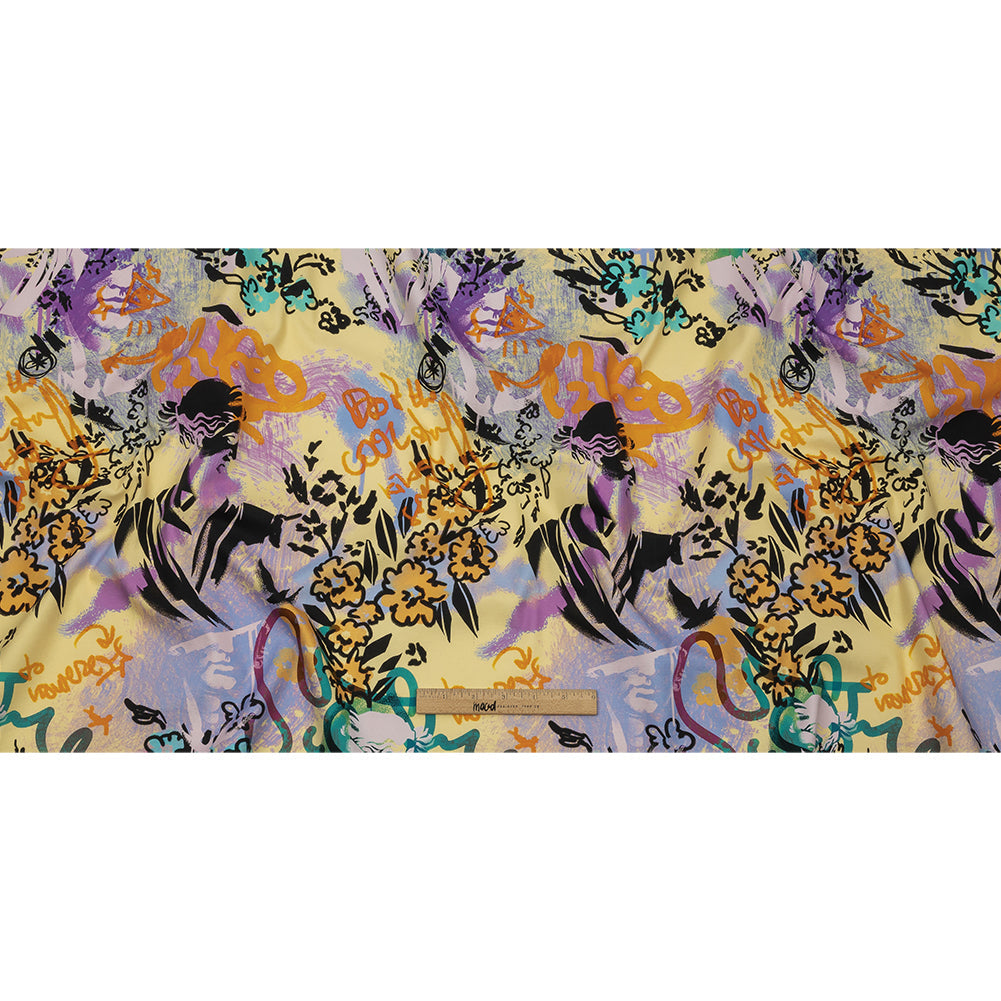 Stretch Cotton Canvas Print - Purple and Yellow Graffiti - Mood Exclusive Graffiti Lane
