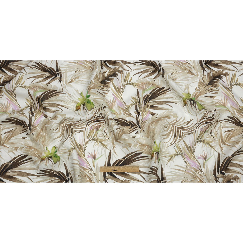 Brown Palm Fronds Medium Weight Linen Woven