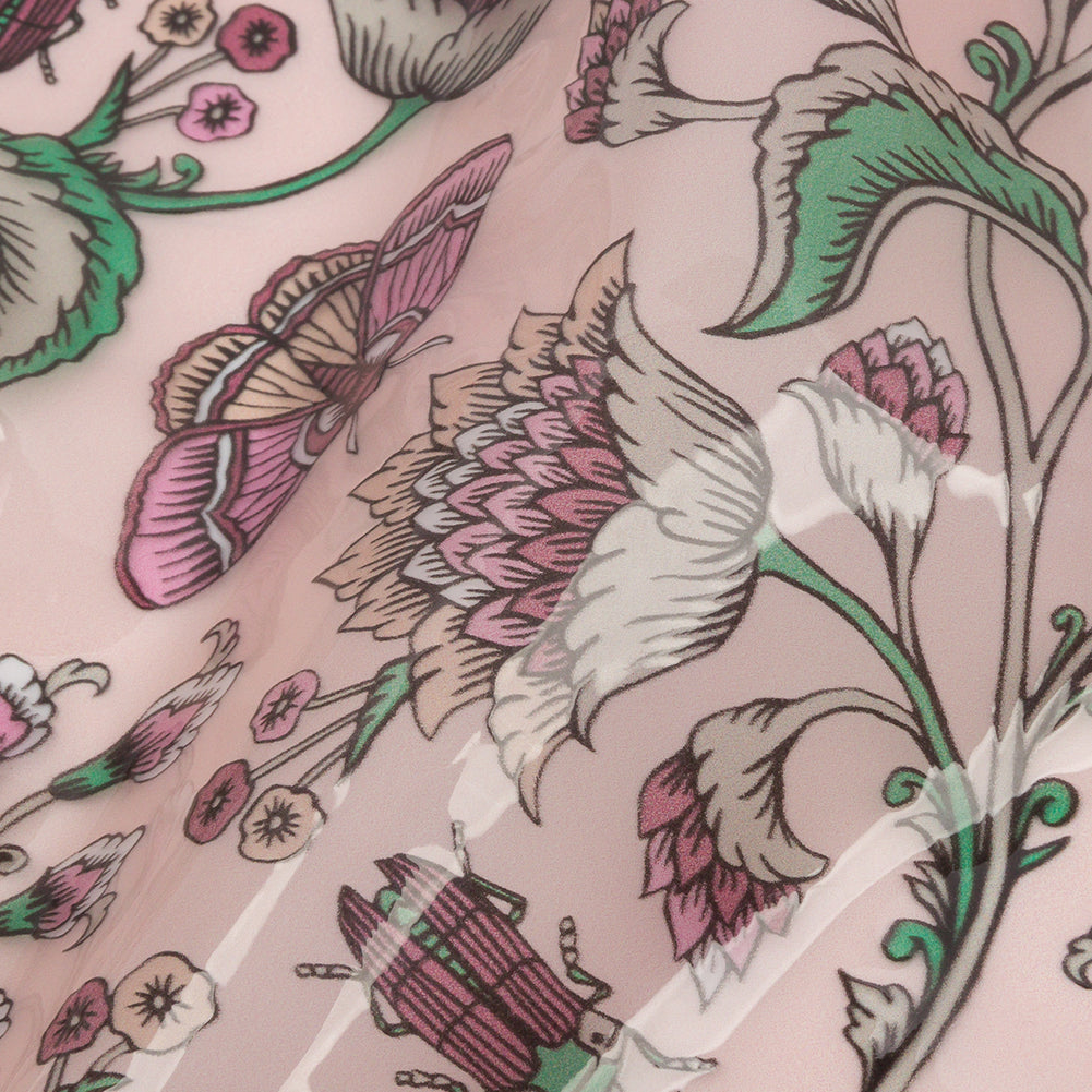 Pink, Green and White Beetles and Flowers Lightweight Translucent Vinyl
