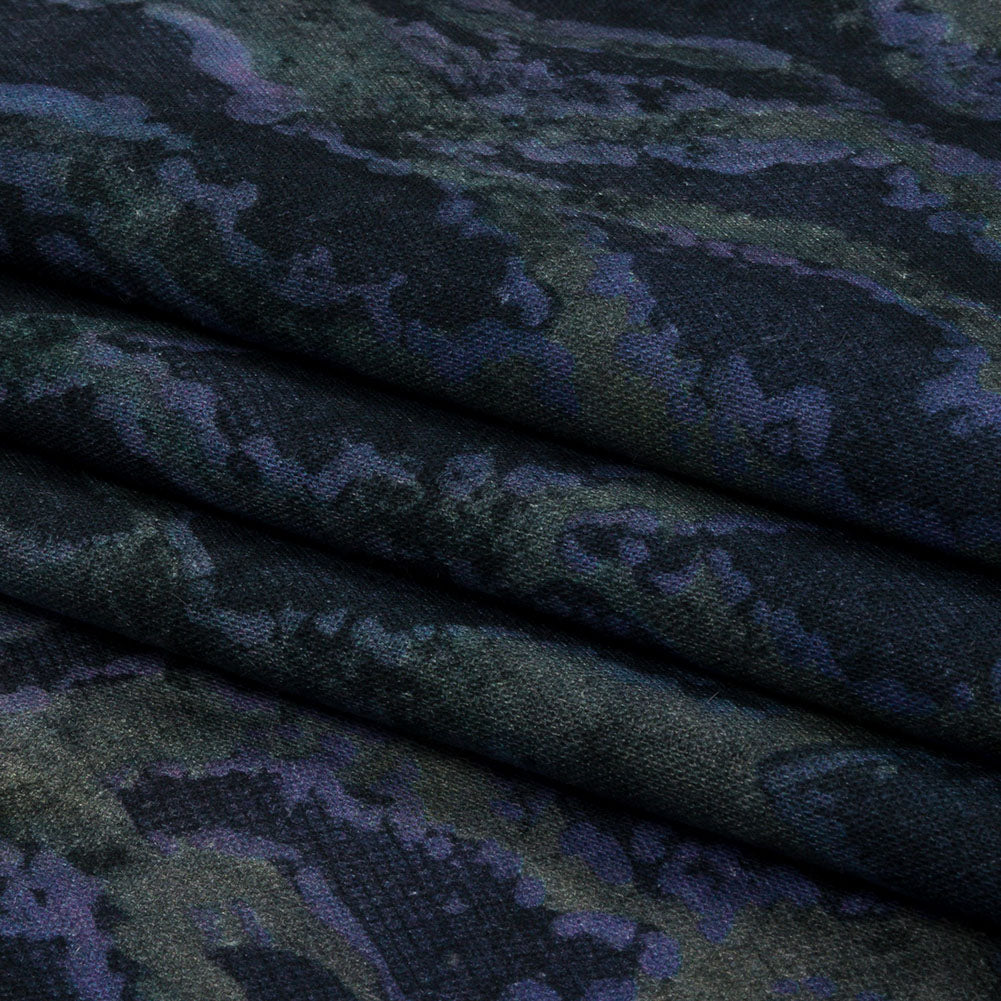 Linen and Rayon Woven Print - Dark Purple and Green Snake Abstract - Mood Exclusive Ophidian