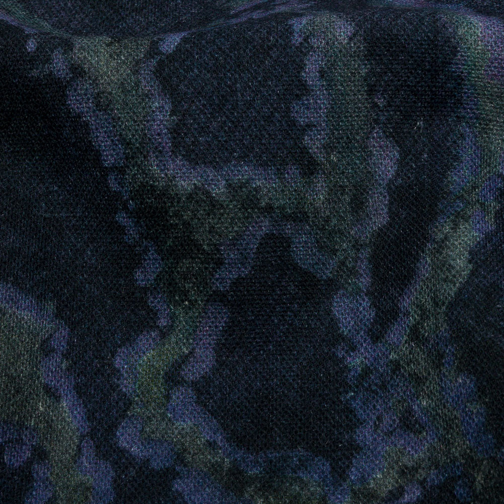 Linen and Rayon Woven Print - Dark Purple and Green Snake Abstract - Mood Exclusive Ophidian