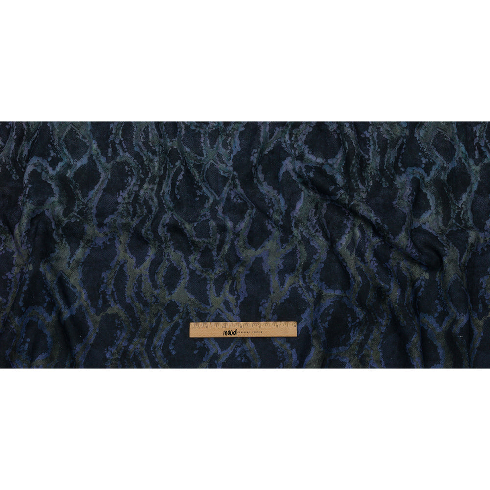 Linen and Rayon Woven Print - Dark Purple and Green Snake Abstract - Mood Exclusive Ophidian