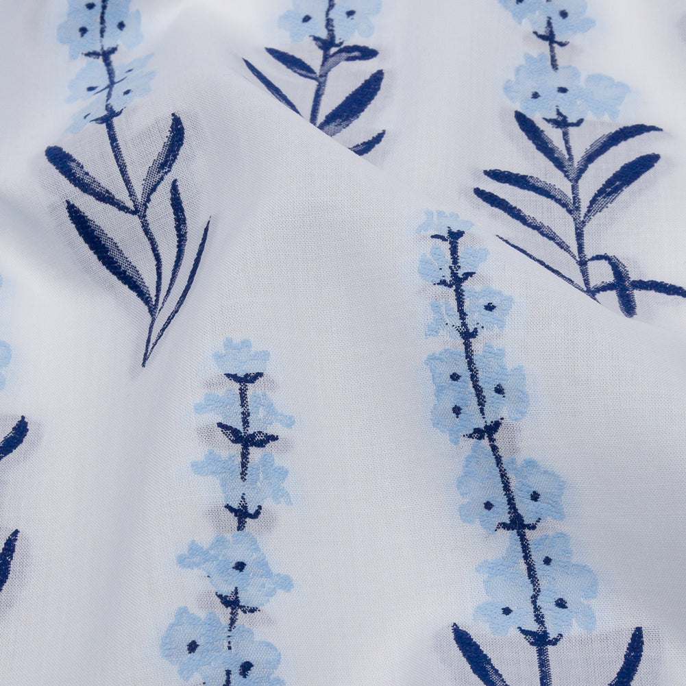 Italian Classic Blue and White Floral Cotton Jacquard