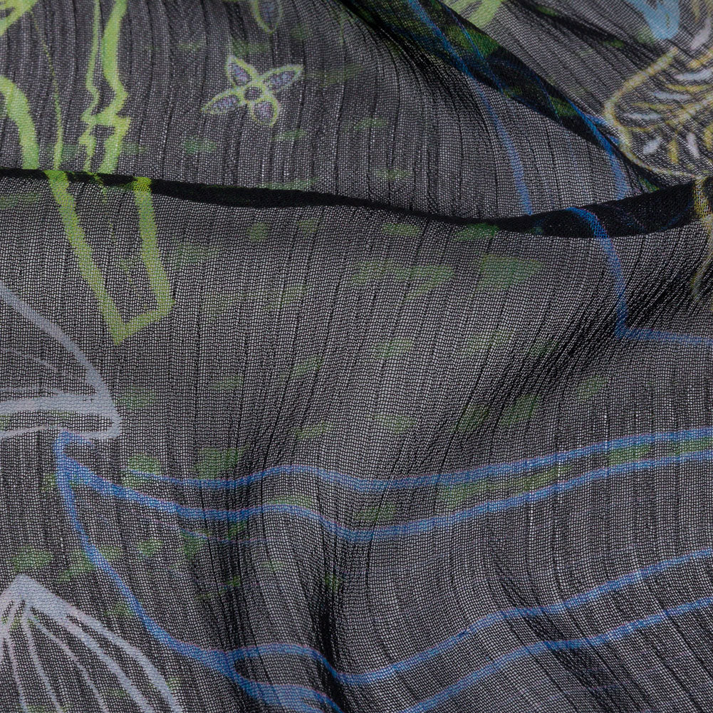 Mood Exclusive Blue Tunnel of Wonder Crinkled Polyester Chiffon