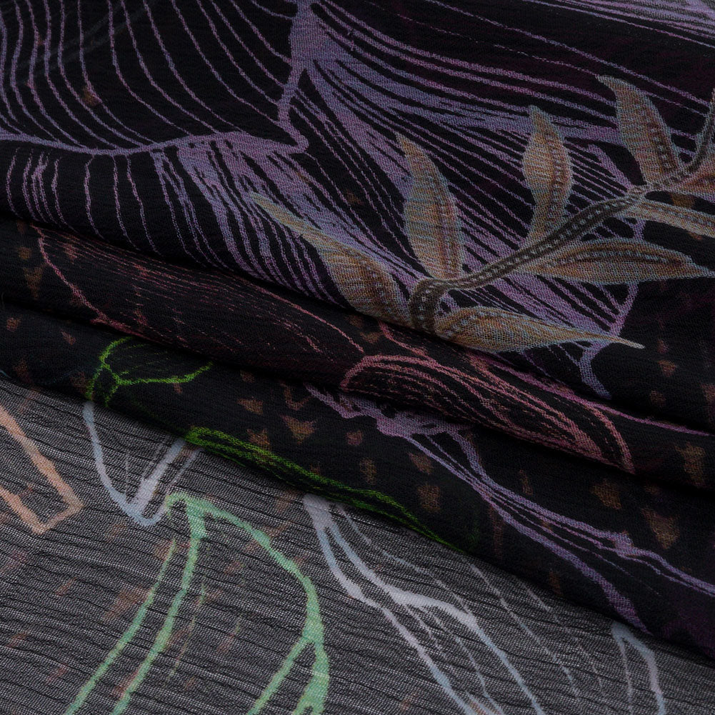 Mood Exclusive Purple Tunnel of Wonder Crinkled Polyester Chiffon
