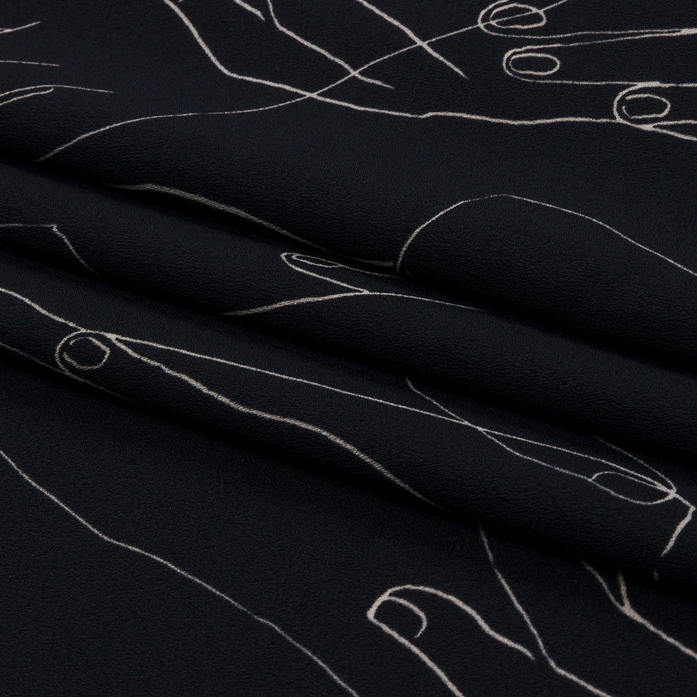 Polyester Crepe Print - Midnight Hands - Mood Exclusive Touch of Elegance