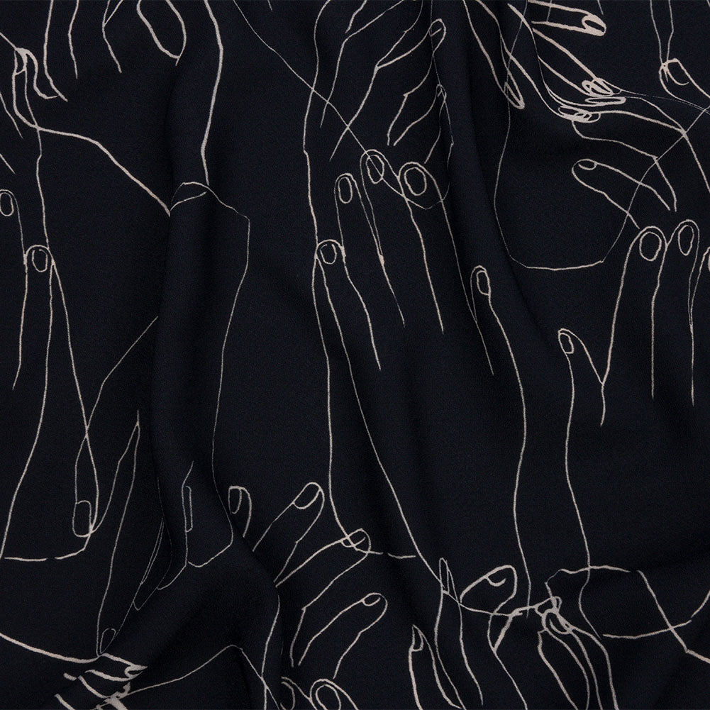 Polyester Crepe Print - Midnight Hands - Mood Exclusive Touch of Elegance