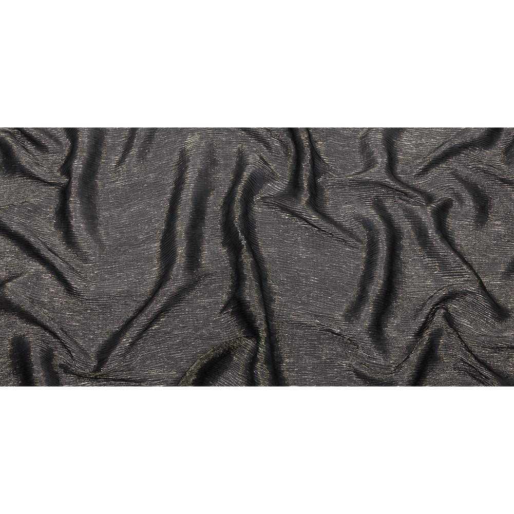 Polyester Chiffon Plisse with All-Over Foil - Black and Gold - Honey Collection