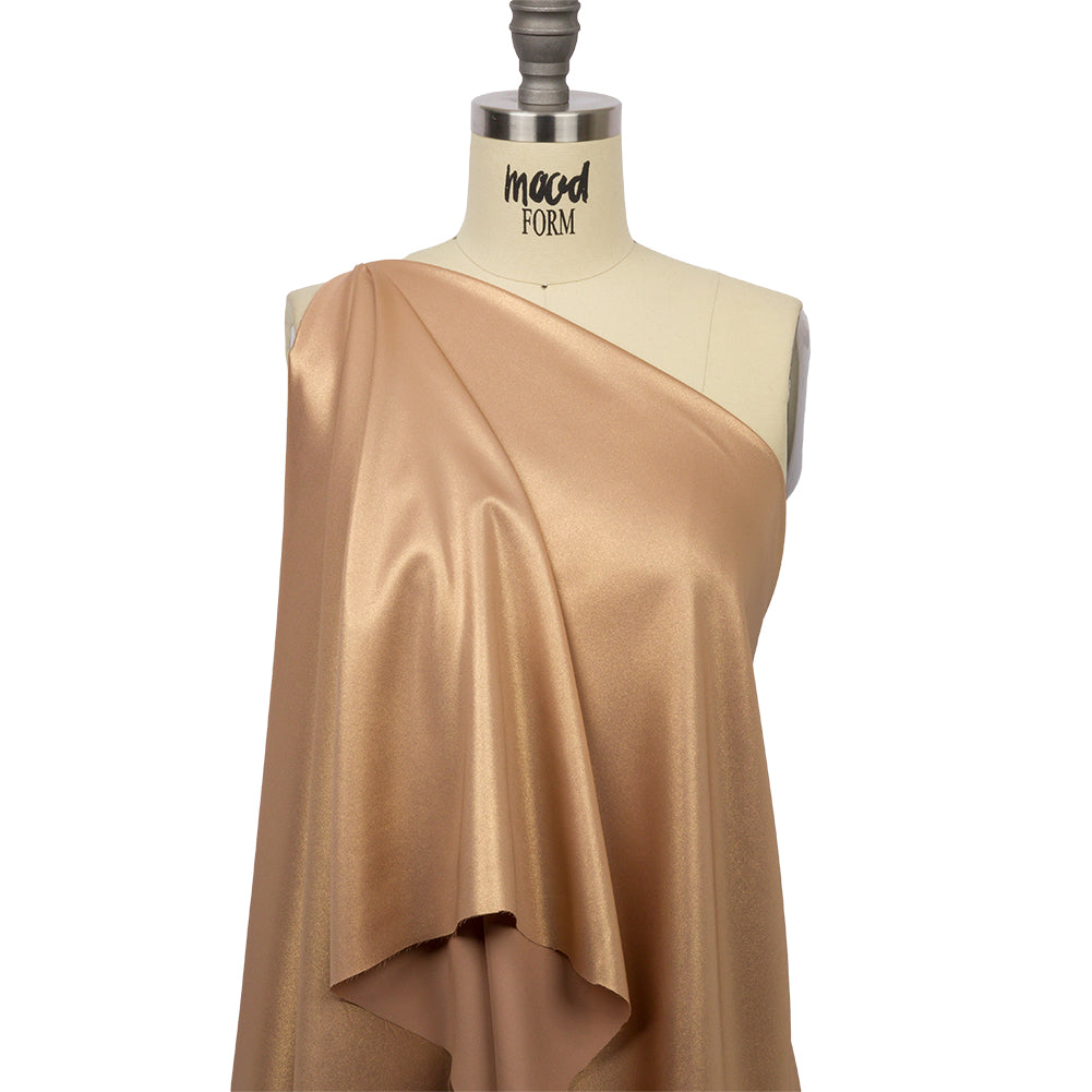 Ultra-Smooth Polyester Georgette with Foiling - Tan and Gold - Valeria Collection