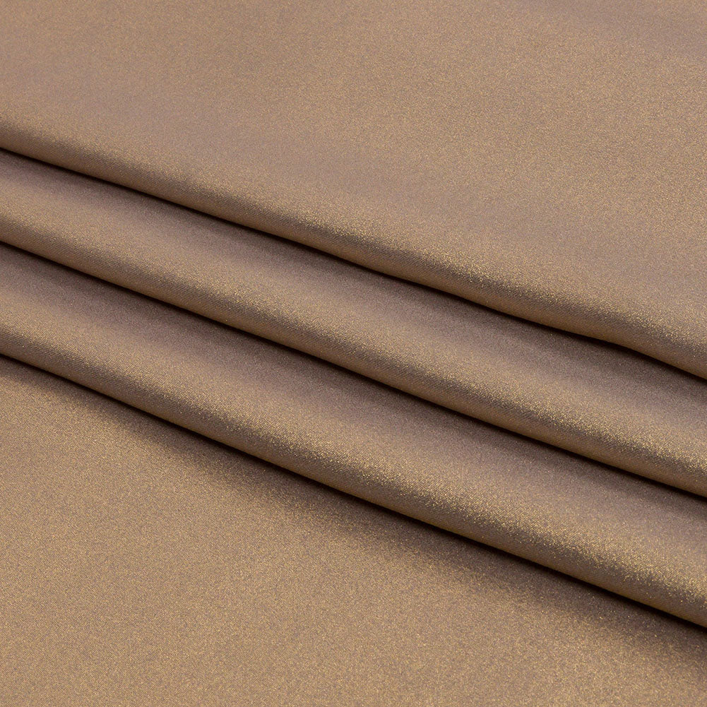 Ultra-Smooth Polyester Georgette with Foiling - Taupe and Gold - Valeria Collection