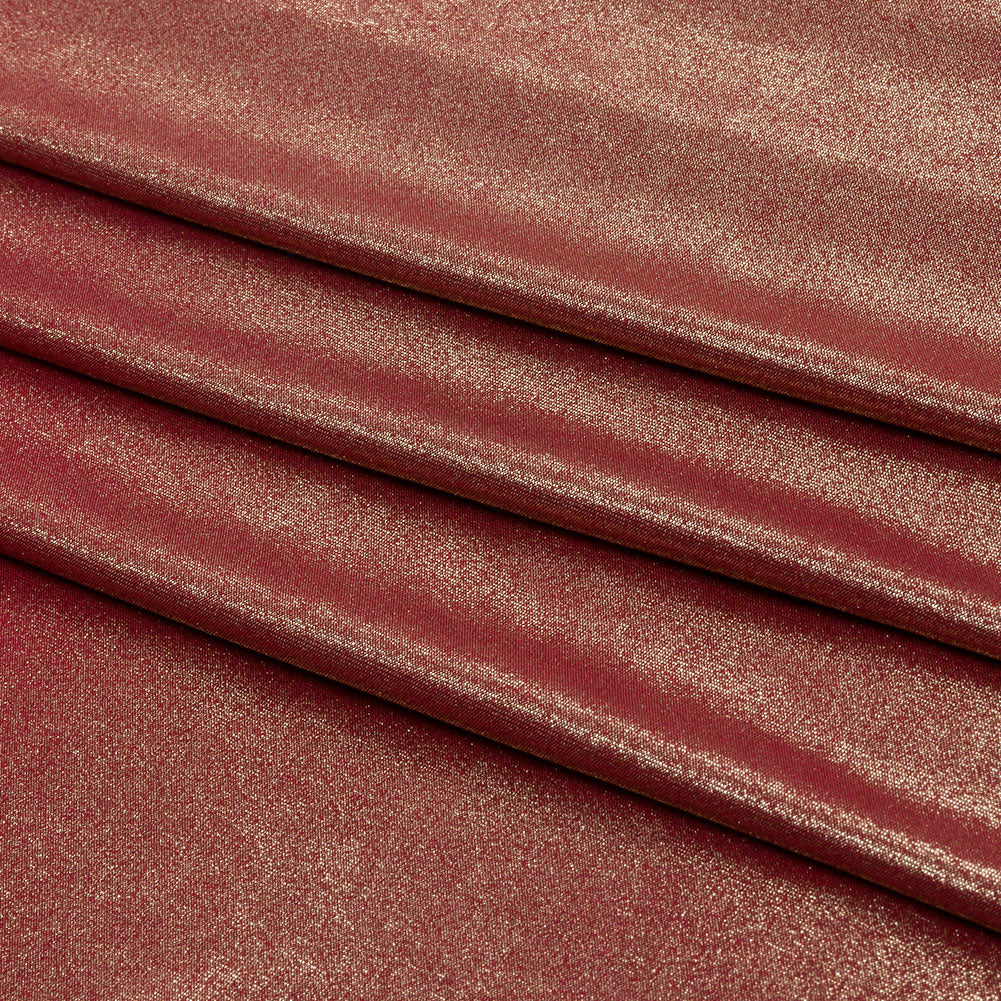 Polyester Interlock Knit with Gold Foiling - Brick - Oriana Collection
