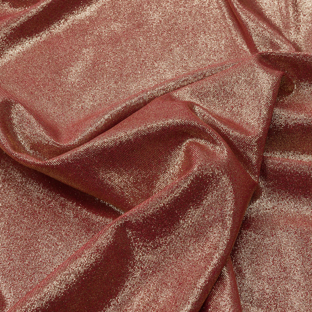 Polyester Interlock Knit with Gold Foiling - Brick - Oriana Collection