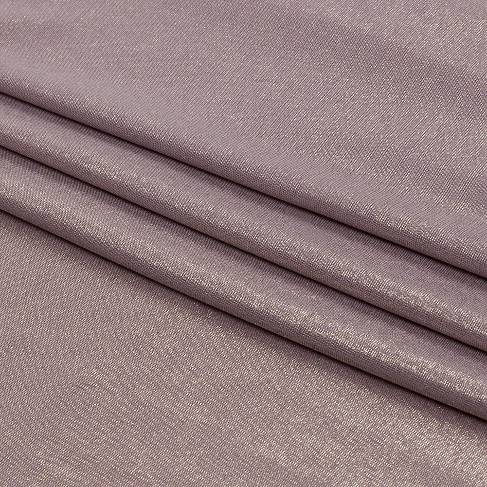 Foiled ITY Interlock Knit - Purplish Gray and Gold - Gaby Collection