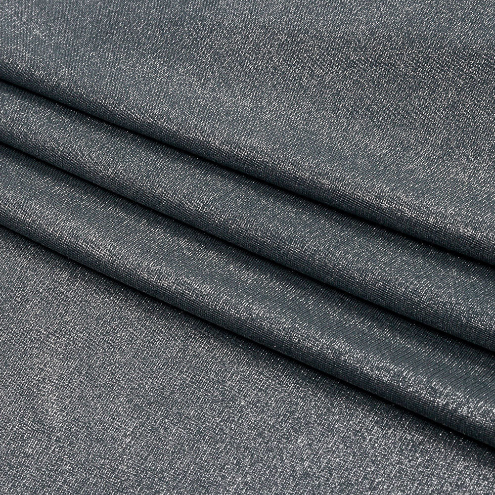 Foiled ITY Interlock Knit - Steel Gray and Silver - Gaby Collection