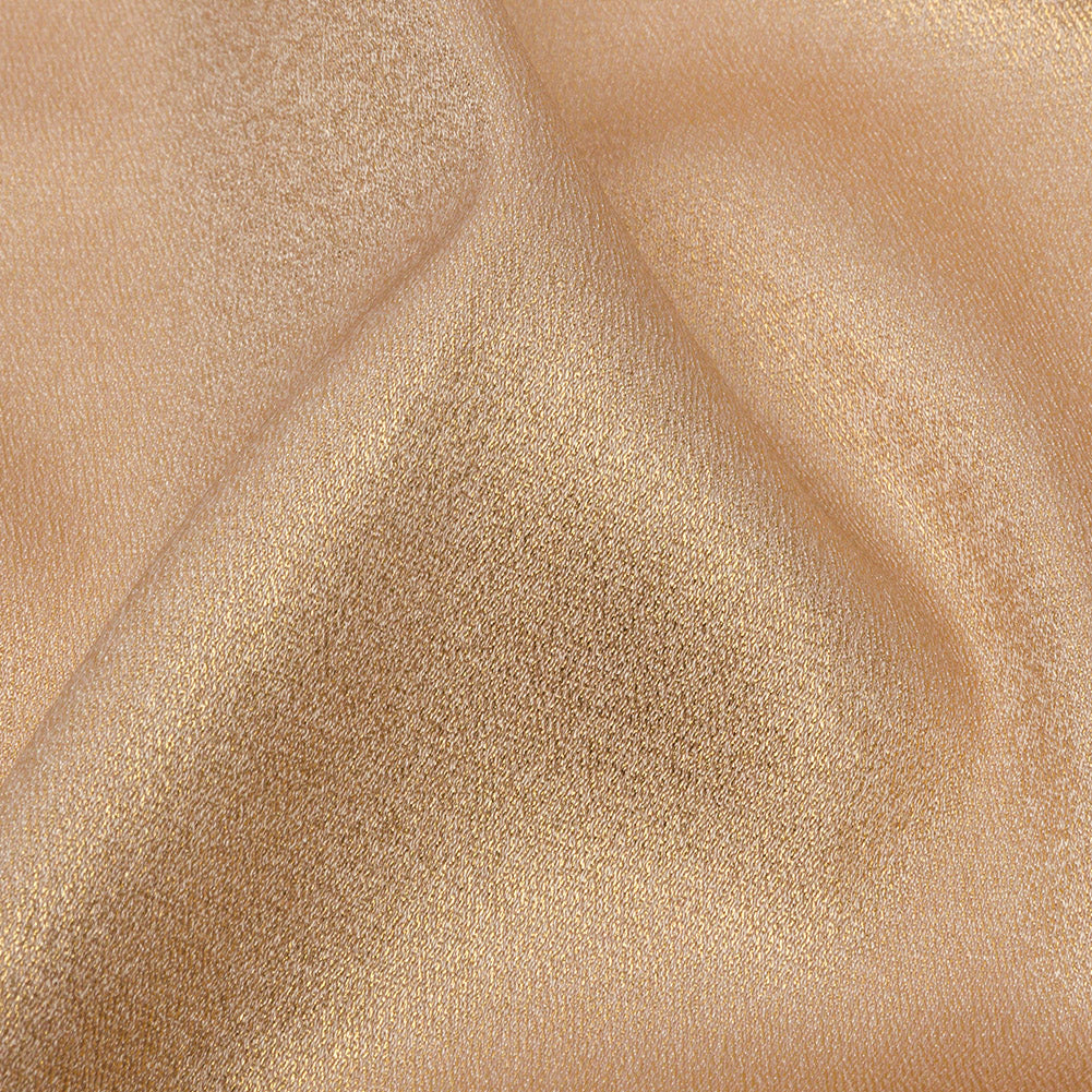 Stretch Polyester Crepe with Gold Foiling - Beige - Devyn Collection