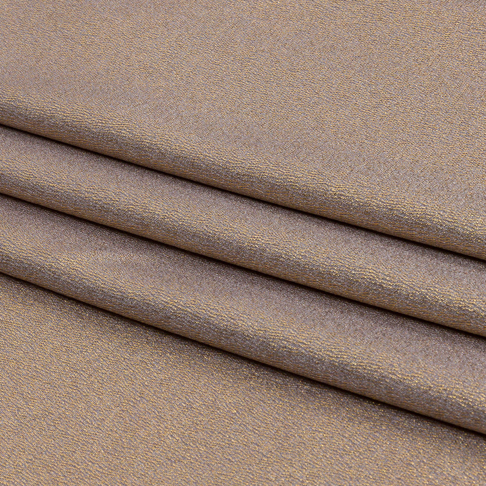 Stretch Polyester Crepe with Gold Foiling - Gray - Devyn Collection