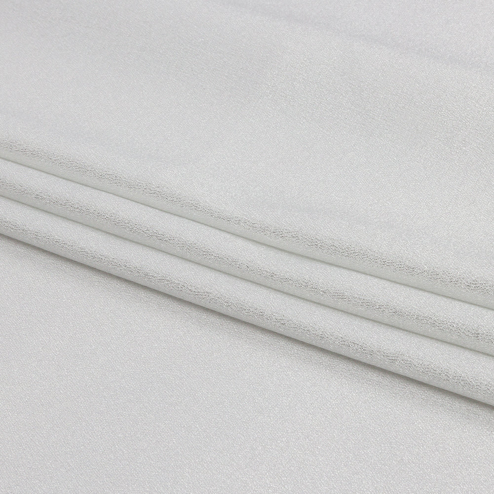 Stretch Polyester Crepe with Gold Foiling - White - Devyn Collection