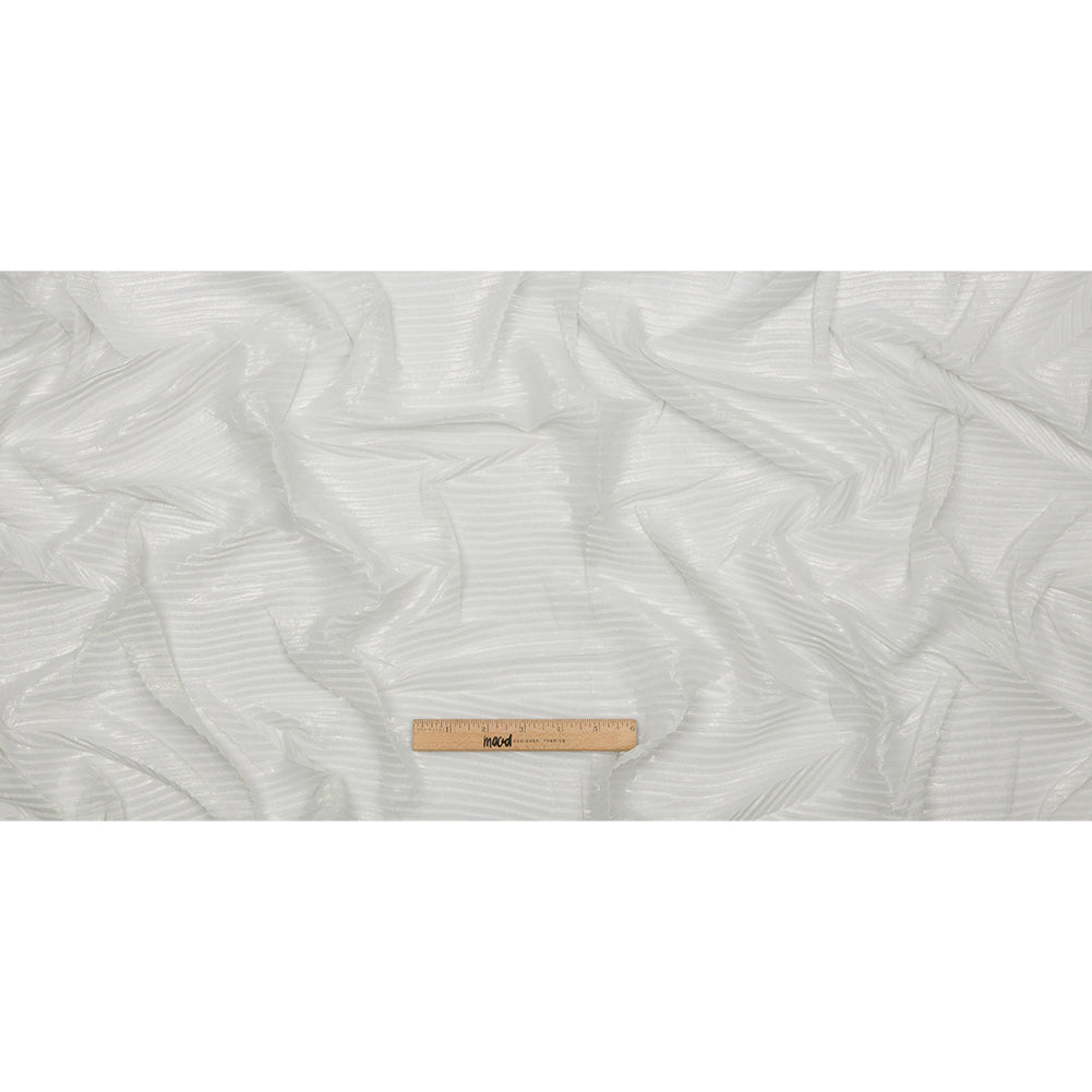 Polyester Chiffon with Abstract Pleats and Gold Foil - Silver Gray - Melia Collection