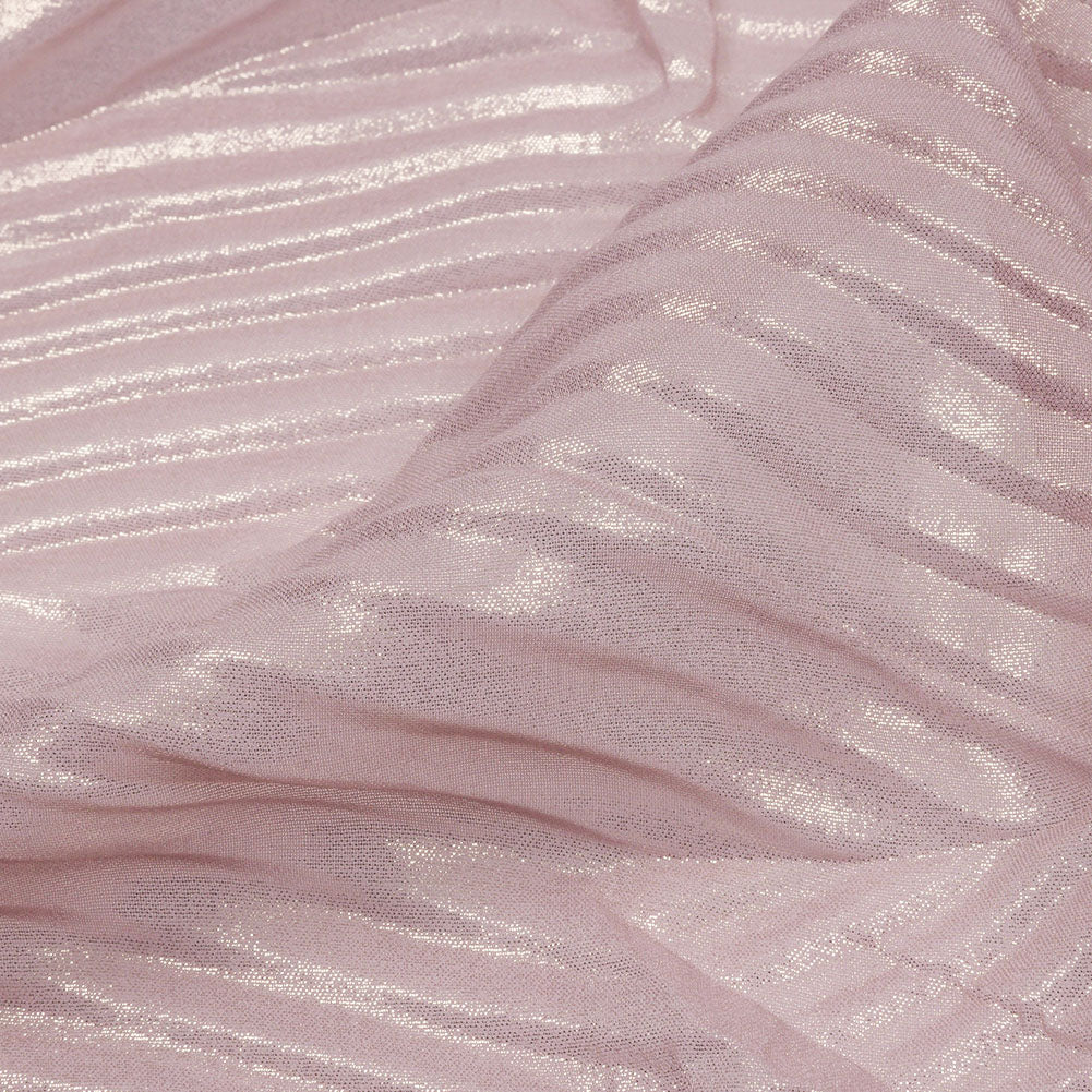 Polyester Chiffon with Abstract Pleats and Gold Foil - Mauve - Melia Collection