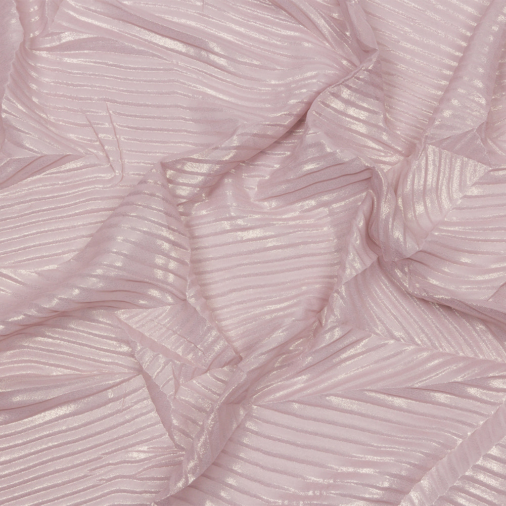 Polyester Chiffon with Abstract Pleats and Gold Foil - Mauve - Melia Collection