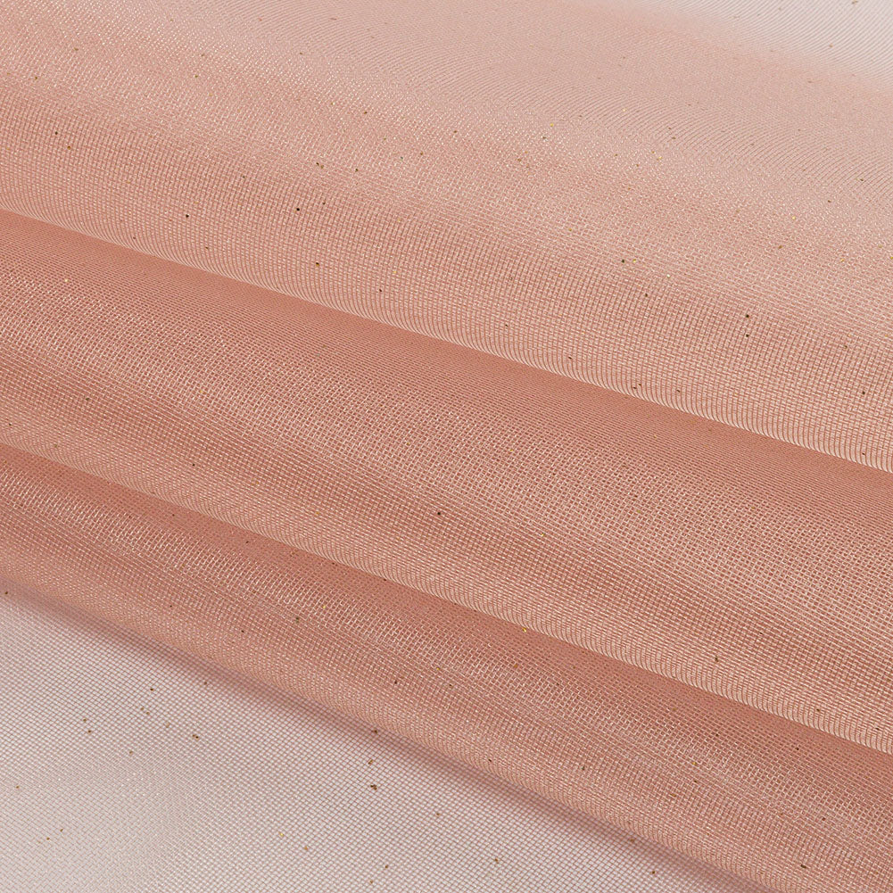 Polyester Mesh Organza with Gold Glitter - Rose Gold - Starlight Collection