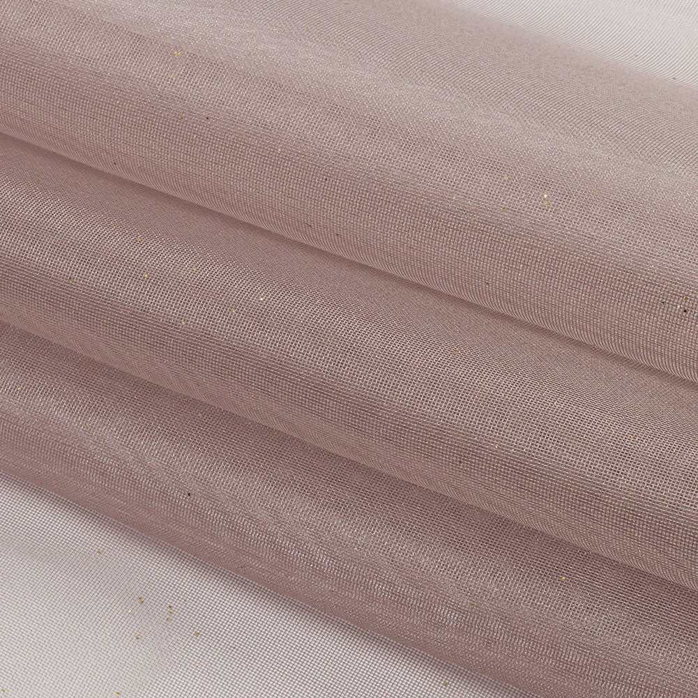 Polyester Mesh Organza with Gold Glitter - Stone - Starlight Collection