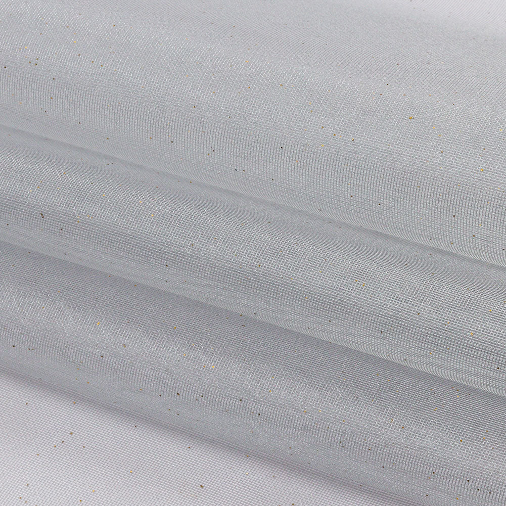 Polyester Mesh Organza with Gold Glitter - Pale Blue - Starlight Collection