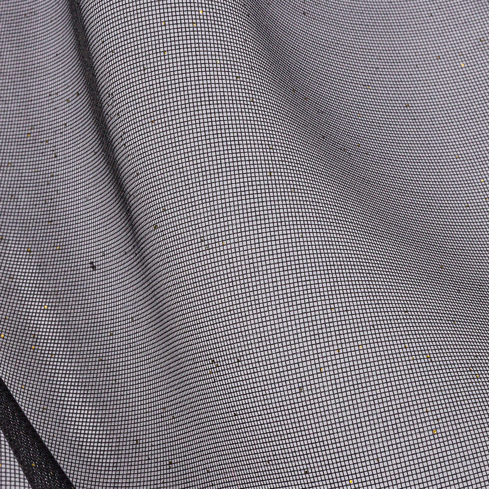 Polyester Mesh Organza with Gold Glitter - Black - Starlight Collection