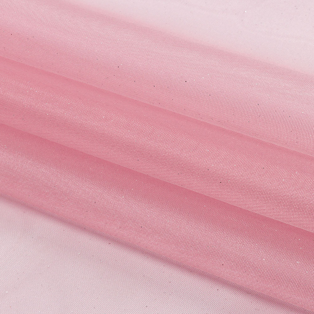 Polyester Mesh Organza with Silver Glitter - Bubblegum - Starlight Collection