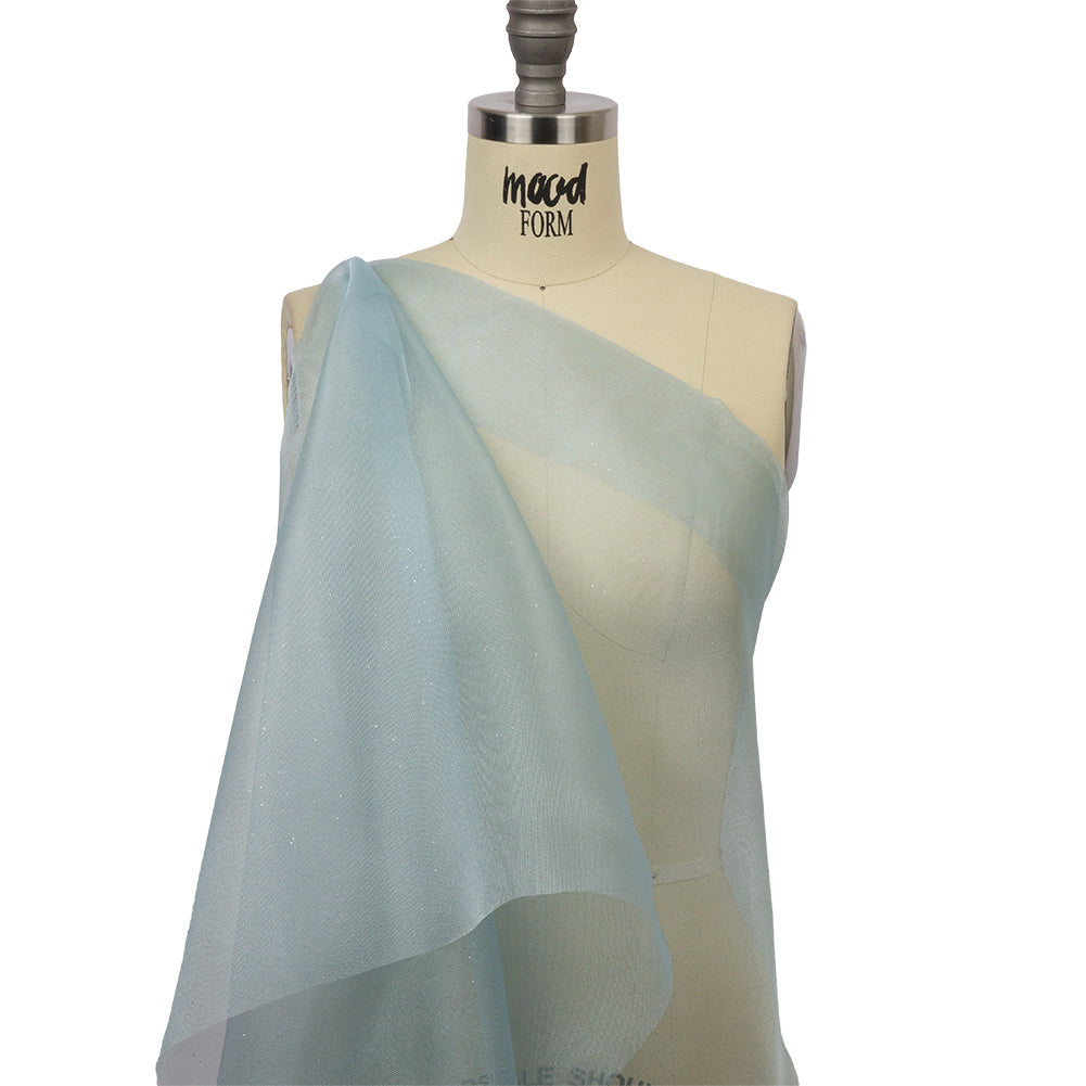 Polyester Mesh Organza with Silver Glitter - Sky Blue - Starlight Collection