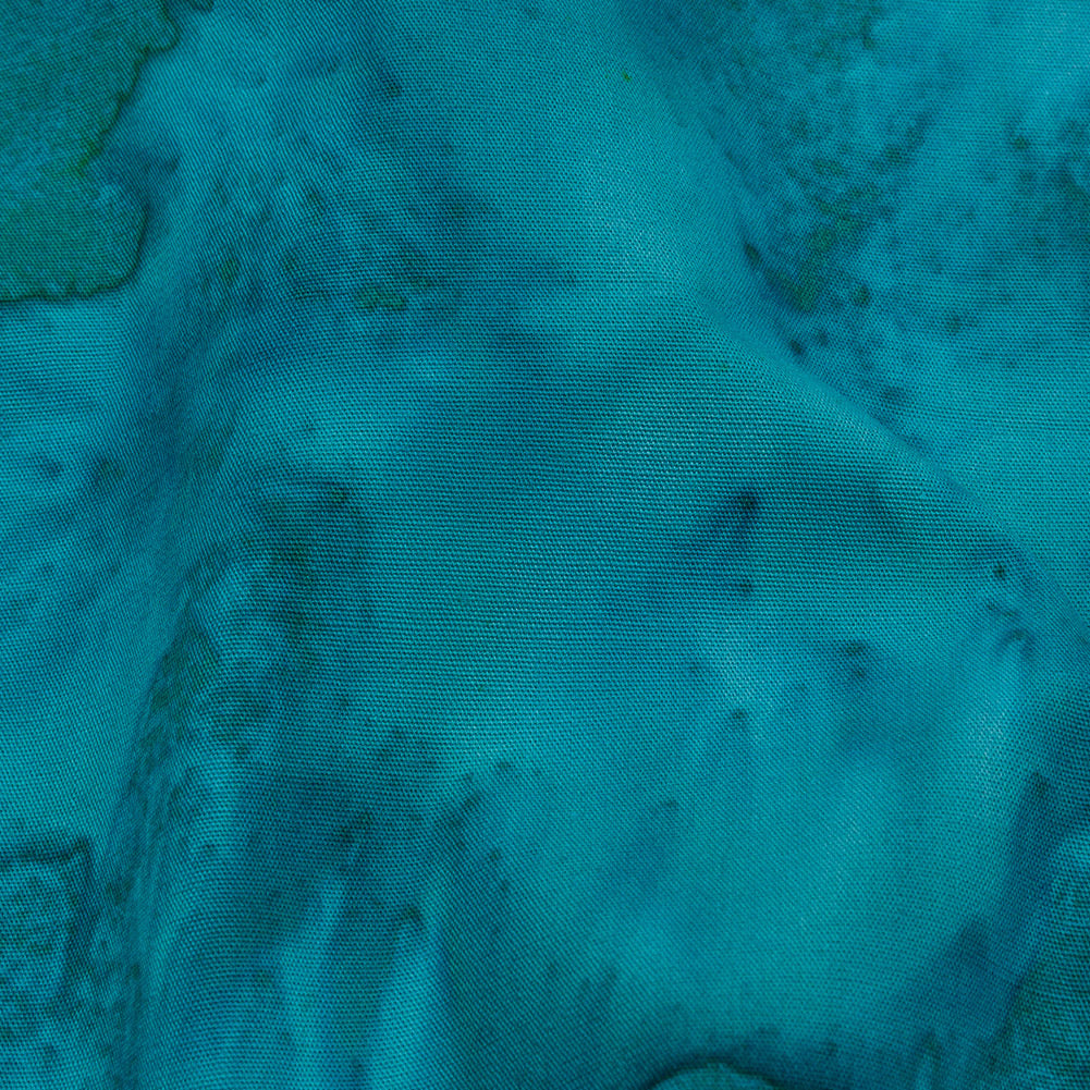 Island Batiks Foundation Basics Teal Abstract Quilting Cotton