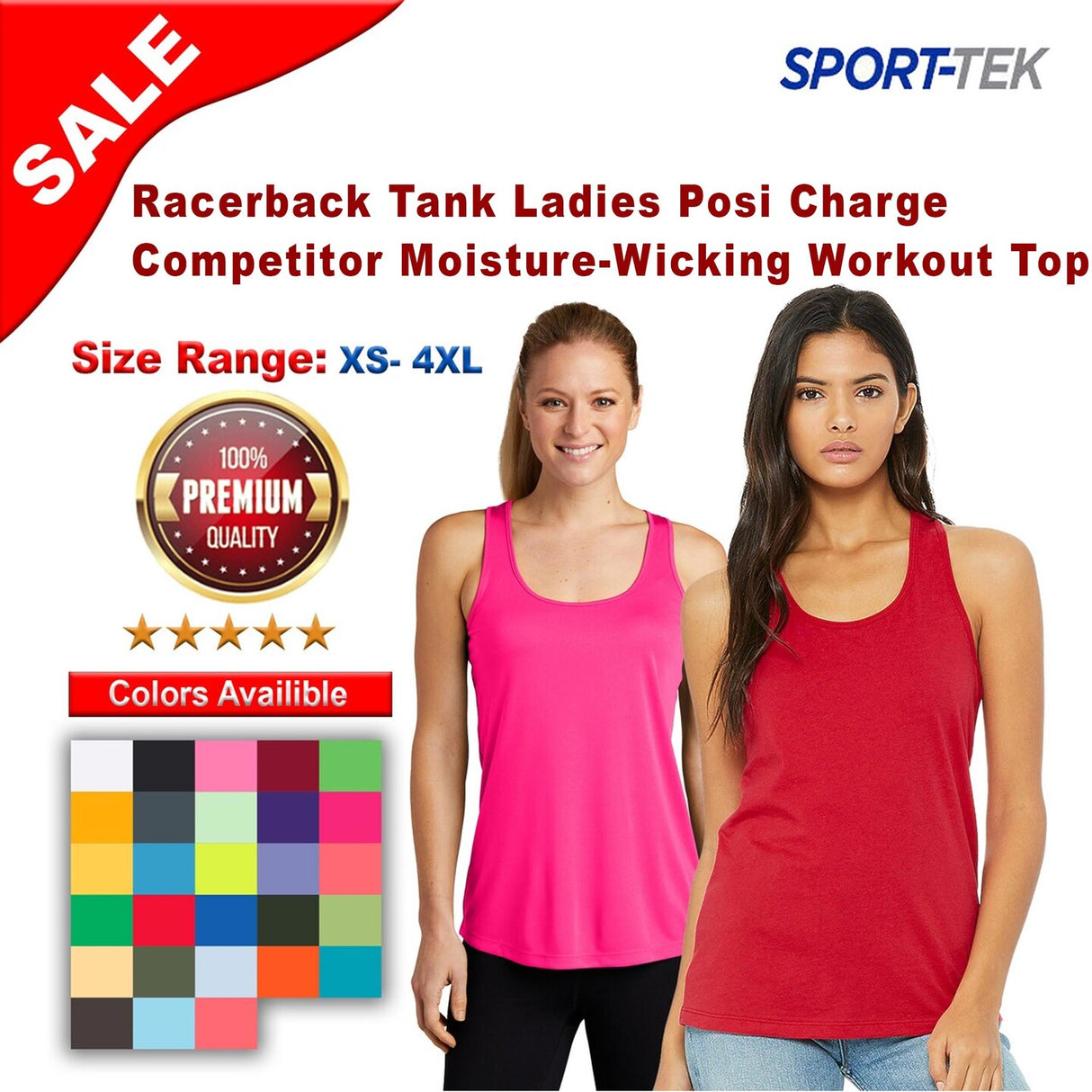 Sport-Tek® Racerback Tank Ladies Posi Charge Competitor Moisture-Wicking Workout Top