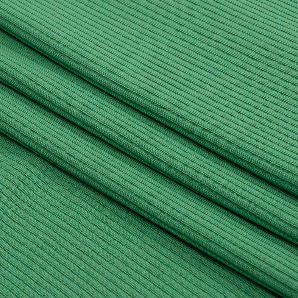Grass Green Stretch Cotton and Modal 3x3 Rib Knit