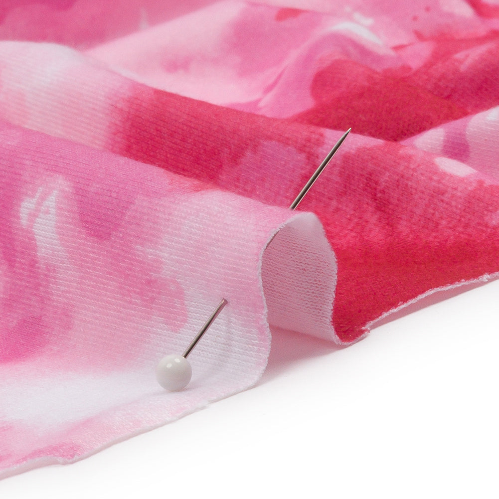 Red, Pink and White Tie Dye Recycled Polyester Interlock Knit