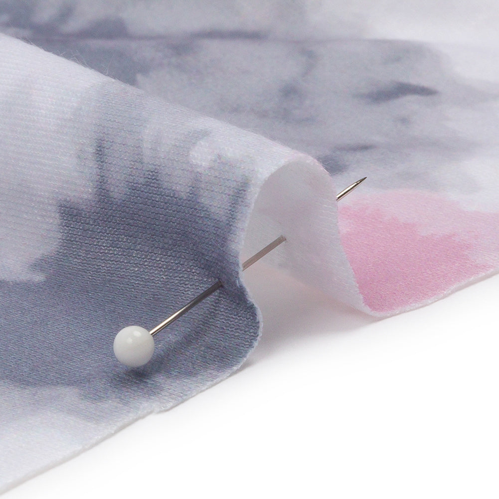 Pink, Gray and Blue Tie Dye Recycled Polyester Interlock Knit