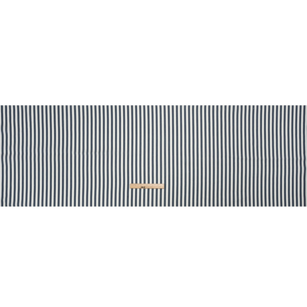 Medium Weight Linen Woven - Steel Blue Stripes - Lydia Collection