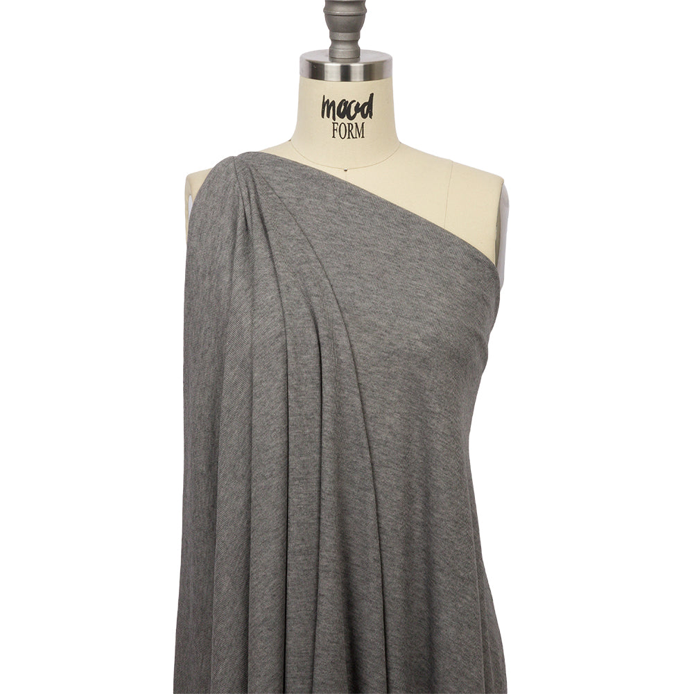 Heathered Pewter Lightweight Rayon Rib Knit
