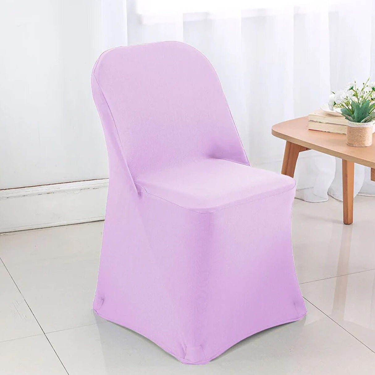 1 Piece Lavender Stretch Spandex Chair Cover for Elegant Folding Seating